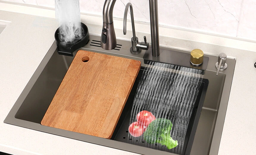 waterfall stainless steel sink